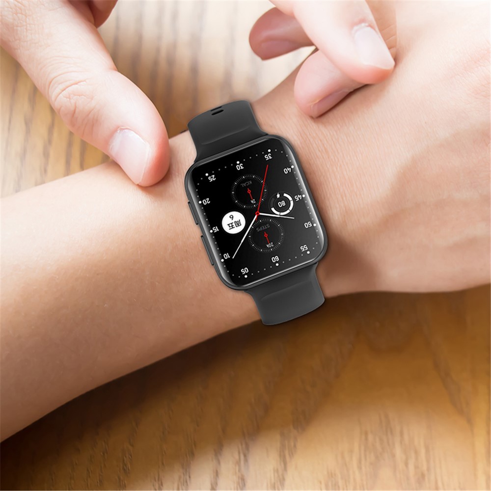 Solid Color Silicone Smart Watch Strap Adjustable Wrist Band for Oppo Watch 2 46mm - Black-6