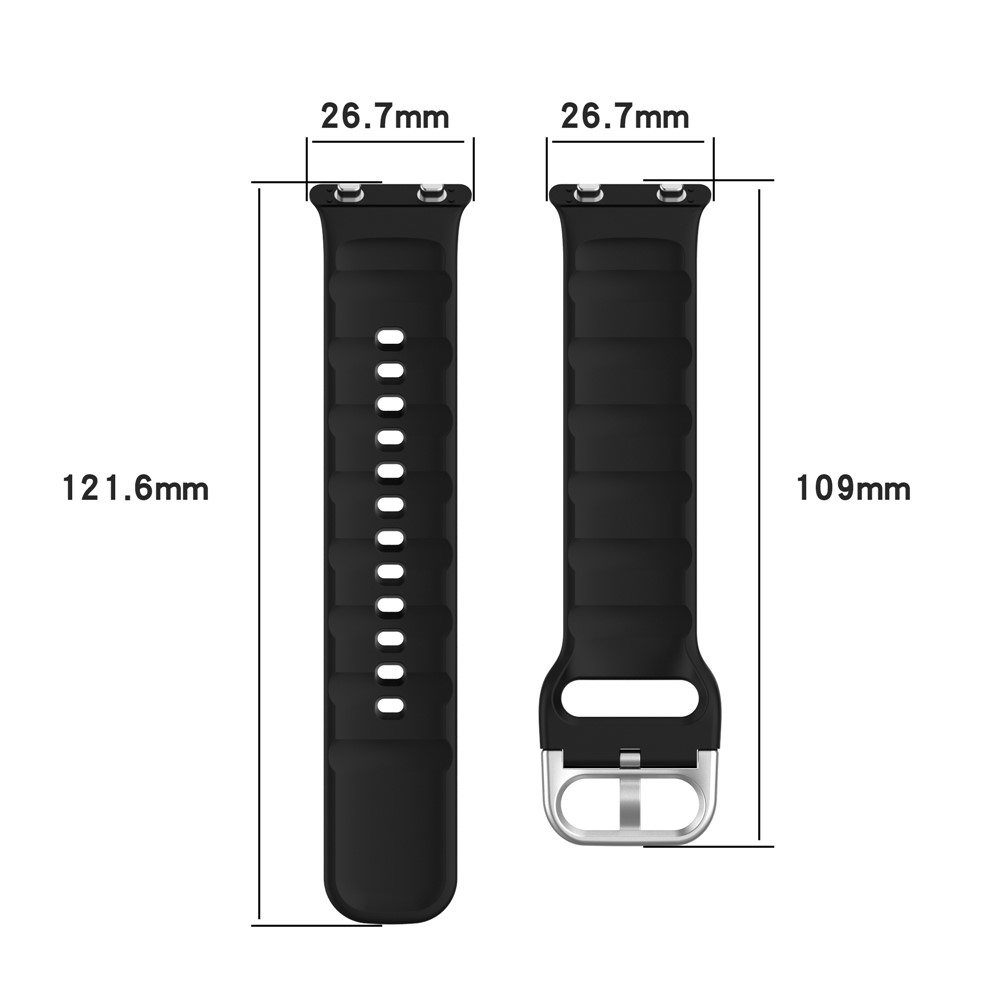 Solid Color Silicone Smart Watch Strap Adjustable Wrist Band for Oppo Watch 2 46mm - Black-8