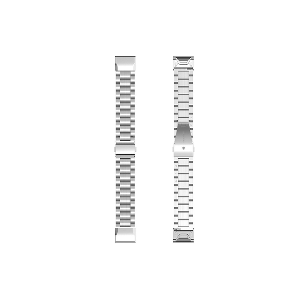 For Garmin Fenix 7/6/5/5 Plus/Forerunner935/Forerunner 945/Approach S60 22mm 304 Stainless Steel 3-Bead Watch Band Replacement Wrist Strap - Silver-11