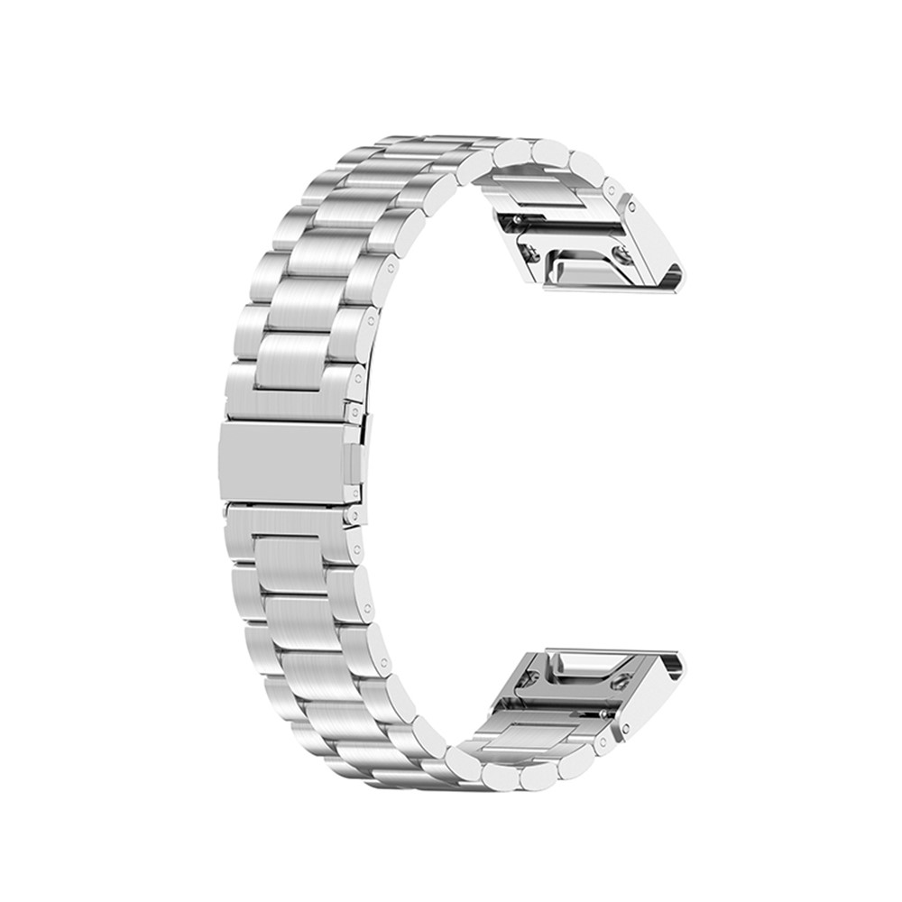 For Garmin Fenix 7/6/5/5 Plus/Forerunner935/Forerunner 945/Approach S60 22mm 304 Stainless Steel 3-Bead Watch Band Replacement Wrist Strap - Silver-5