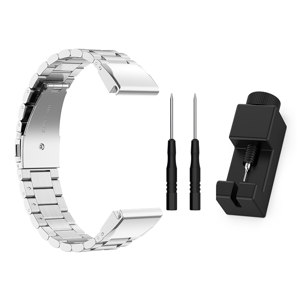For Garmin Fenix 7/6/5/5 Plus/Forerunner935/Forerunner 945/Approach S60 22mm 304 Stainless Steel 3-Bead Watch Band Replacement Wrist Strap - Silver-8