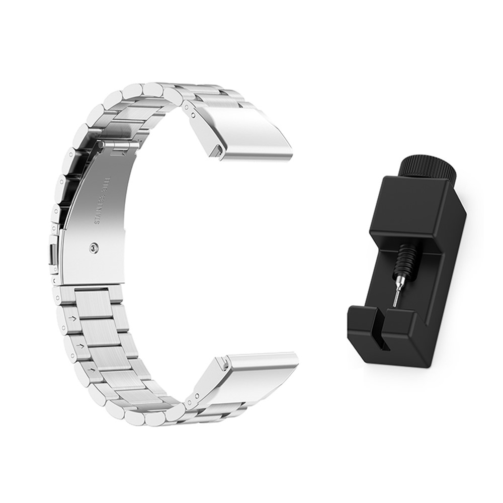 For Garmin Fenix 7/6/5/5 Plus/Forerunner935/Forerunner 945/Approach S60 22mm 304 Stainless Steel 3-Bead Watch Band Replacement Wrist Strap - Silver-9