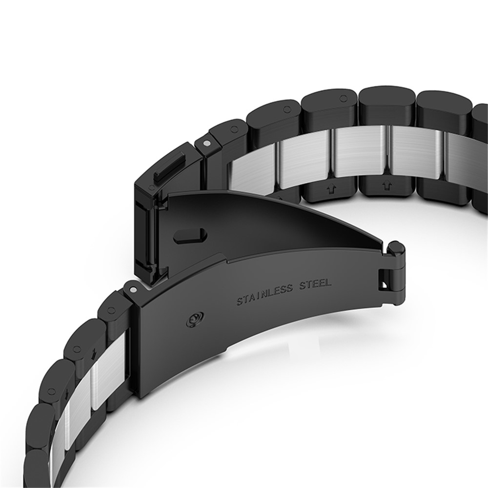 For Garmin Fenix 7/6/5/5 Plus/Forerunner935/Forerunner 945/Approach S60 22mm 304 Stainless Steel Folding Clasp 3-Bead Wrist Strap Watch Band Replacement - Black/Silver/Black-3