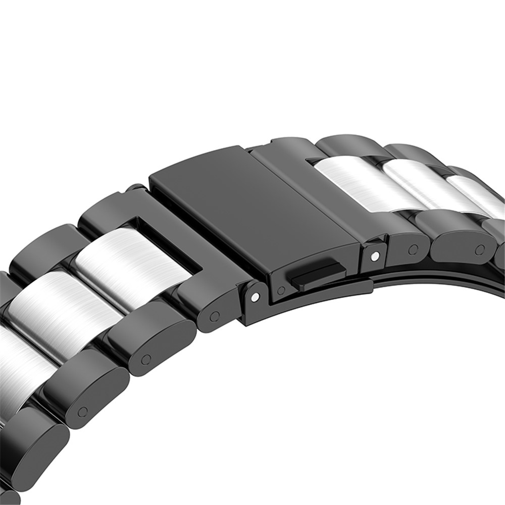 For Garmin Fenix 7/6/5/5 Plus/Forerunner935/Forerunner 945/Approach S60 22mm 304 Stainless Steel Folding Clasp 3-Bead Wrist Strap Watch Band Replacement - Black/Silver/Black-8