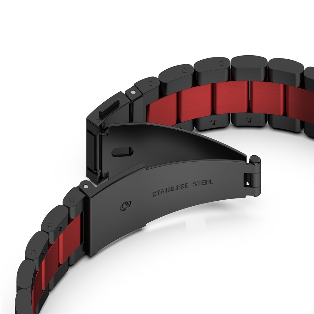 For Garmin Fenix 7/6 GPS/5 Quick Release Watch Strap Stainless Steel Watch Band 22mm Replacement Strap with Folding Clasp - Black/Red/Black-7