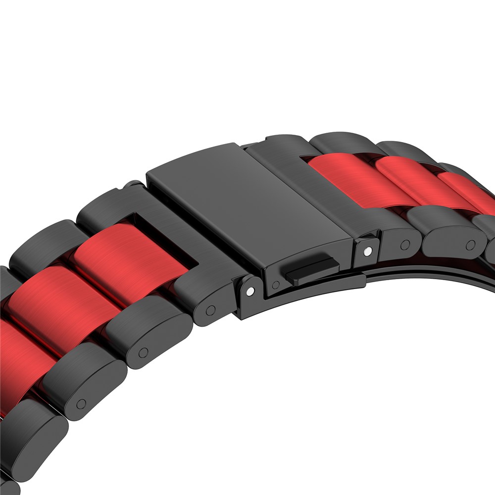 For Garmin Fenix 7/6 GPS/5 Quick Release Watch Strap Stainless Steel Watch Band 22mm Replacement Strap with Folding Clasp - Black/Red/Black-8