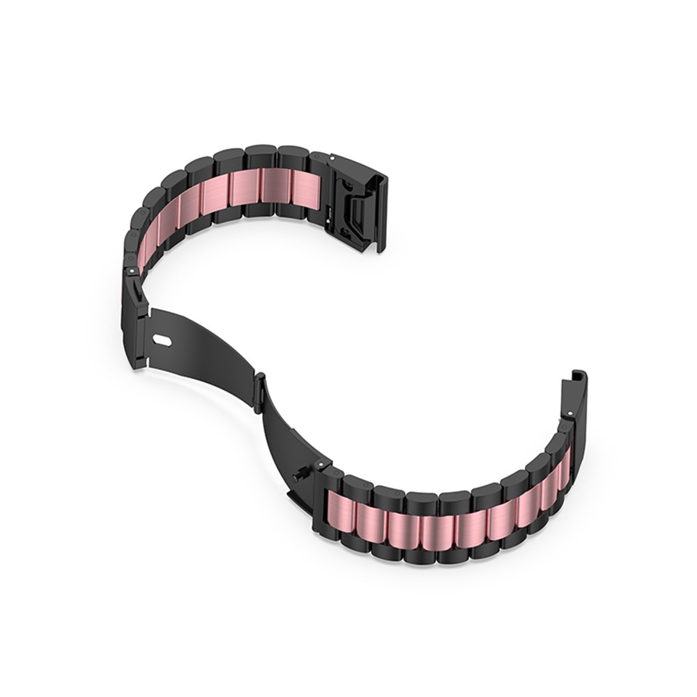 For Garmin Fenix 7X/Fenix 6X GPS Stainless Steel Smart Watch Band 26mm Folding Clasp Wrist Strap Replacement - Black/Pink/Black-6