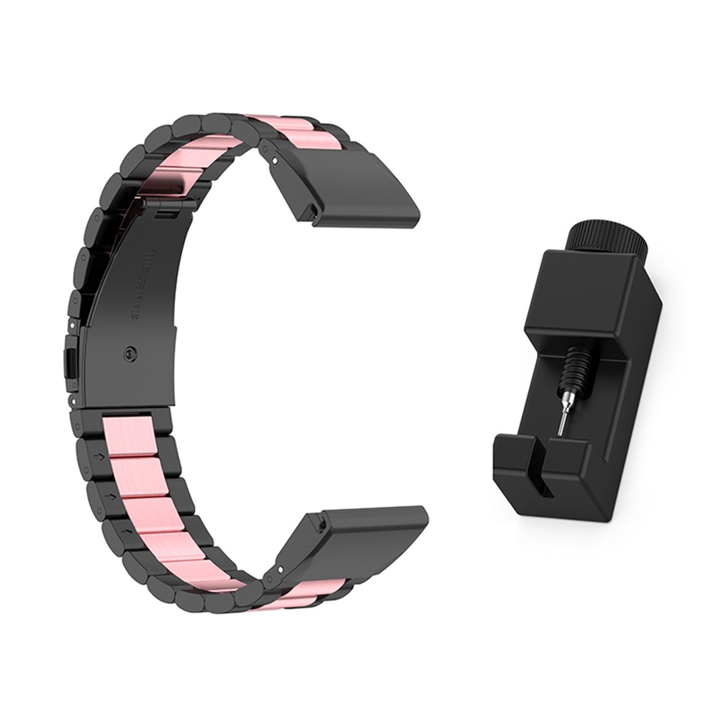 For Garmin Fenix 7X/Fenix 6X GPS Stainless Steel Smart Watch Band 26mm Folding Clasp Wrist Strap Replacement - Black/Pink/Black-8
