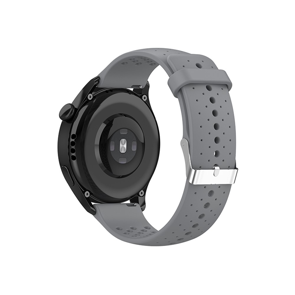 For Huawei Watch GT Runner/GT3 46mm/GT 2 46mm Silicone Watch Strap 22mm Quick Release Wrist Band with Breathable Holes for Sports Watch - Grey-2