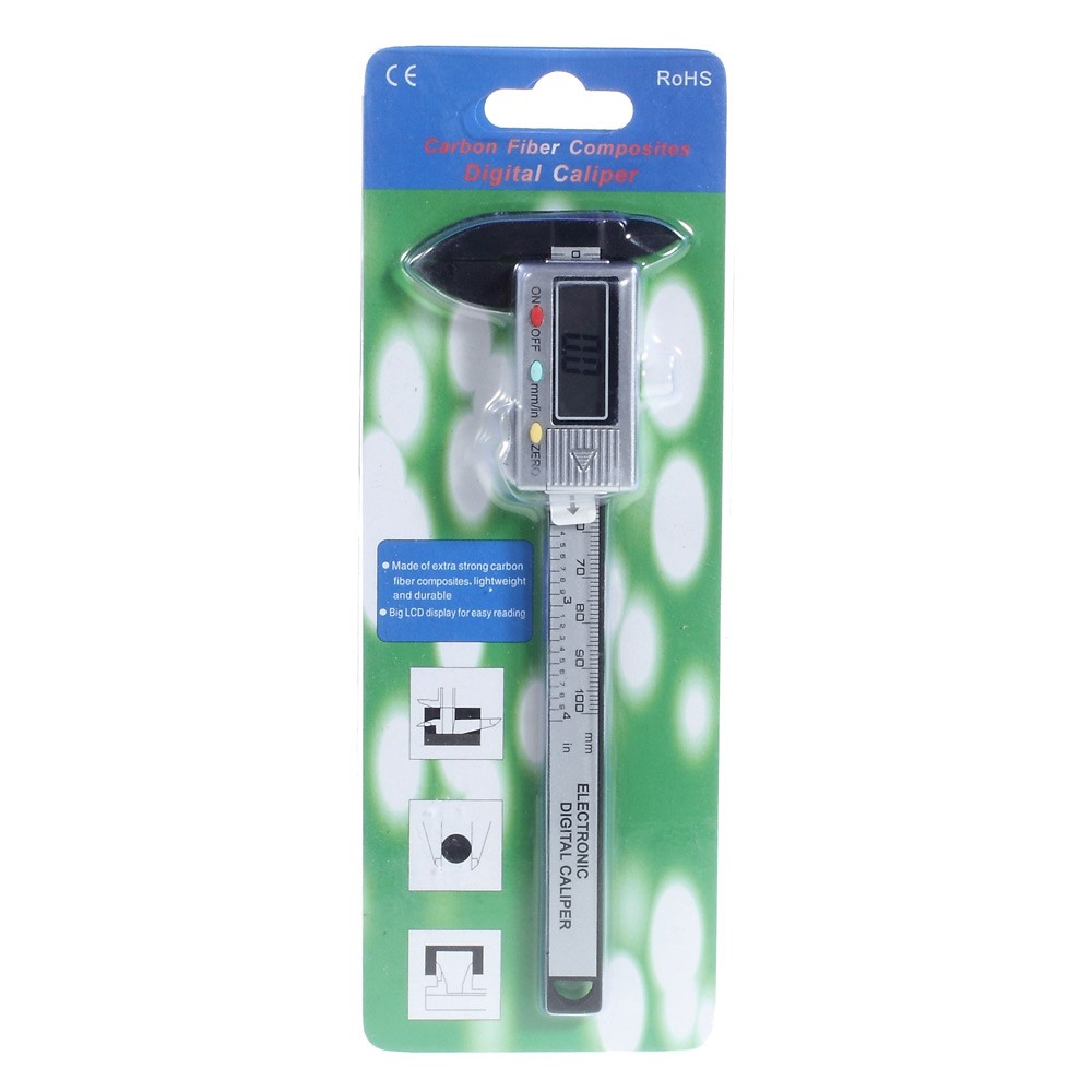 Carbon Fiber Composite Digital LCD Vernier Caliper 4-inch/100mm Measurement Tool-7