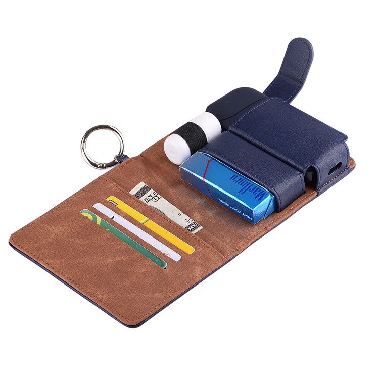 Portable Vintage Style Leather Wallet Holder Case for IQOS Electronic Cigarette - Blue-3