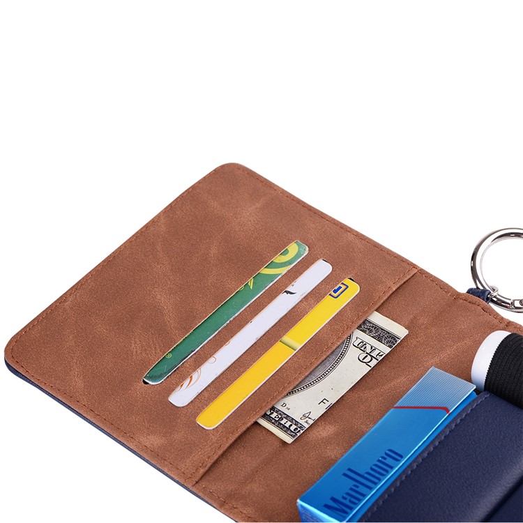 Portable Vintage Style Leather Wallet Holder Case for IQOS Electronic Cigarette - Blue-5