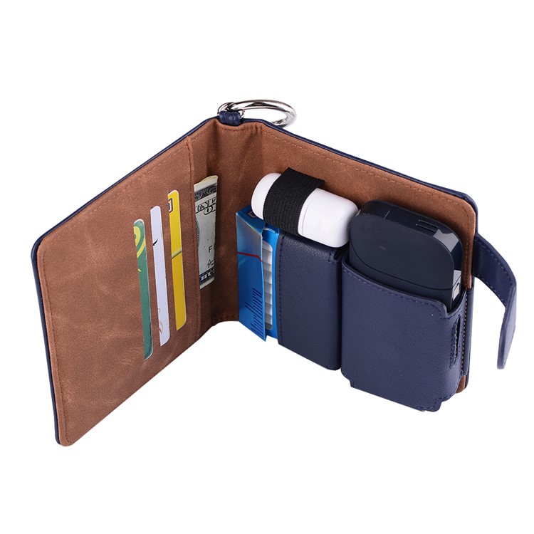Portable Vintage Style Leather Wallet Holder Case for IQOS Electronic Cigarette - Blue-6