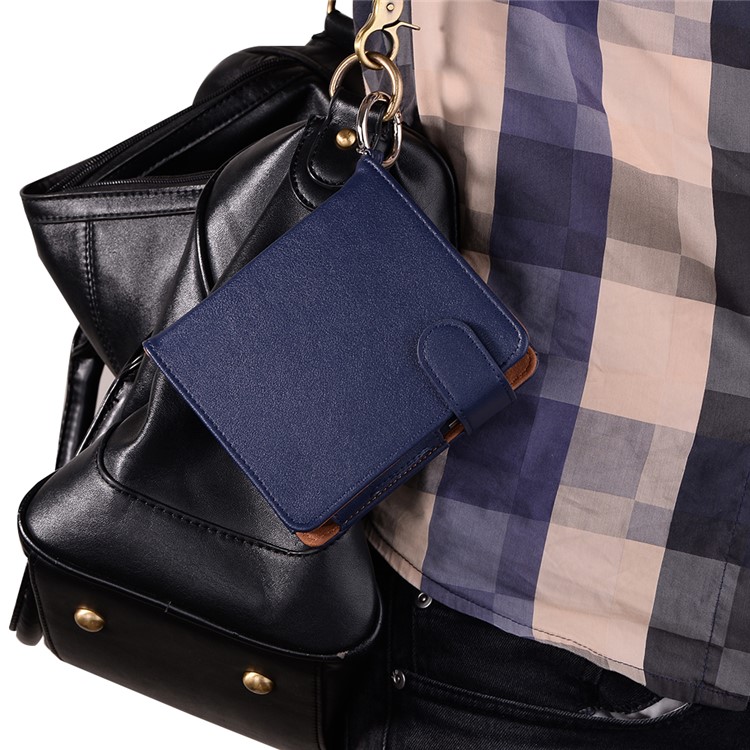 Portable Vintage Style Leather Wallet Holder Case for IQOS Electronic Cigarette - Blue-7