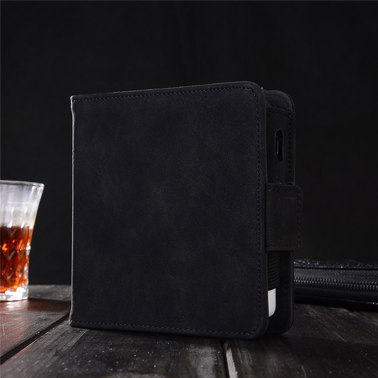 Vintage Style Leather Wallet Flip Cover Case for IQOS Electronic Cigarette - Black-3