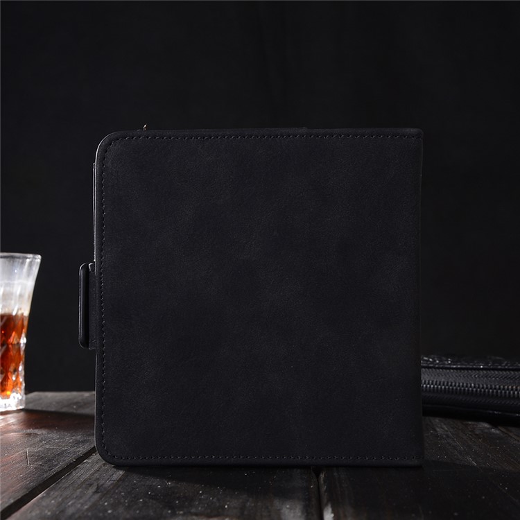 Vintage Style Leather Wallet Flip Cover Case for IQOS Electronic Cigarette - Black-4