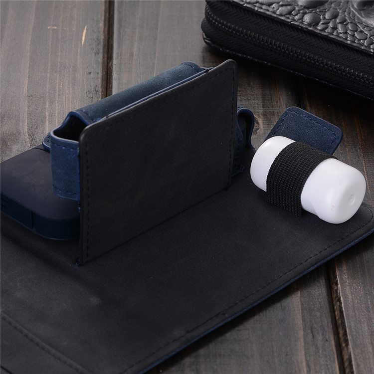 Vintage Style Leather Wallet Cover Holder Case for IQOS Electronic Cigarette - Blue-7