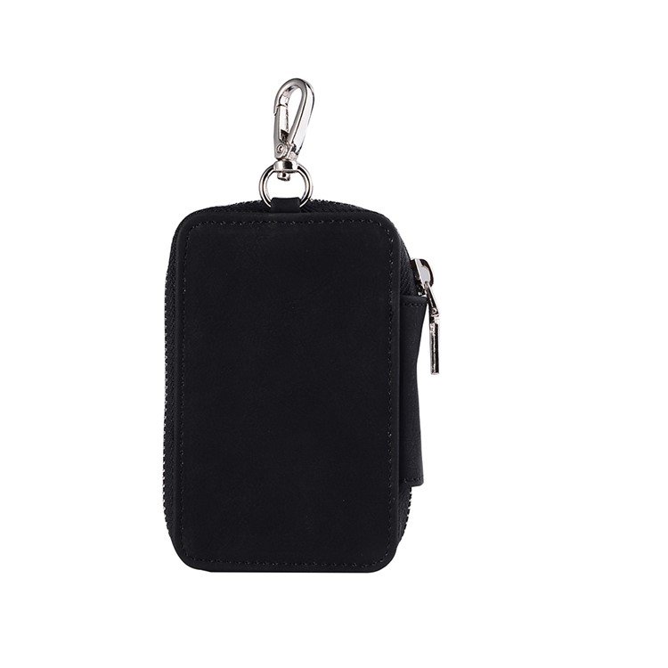 Premium Retro Zippered Storage Leather Case with Carabiner for IQOS Electronic Cigarette - Black-3