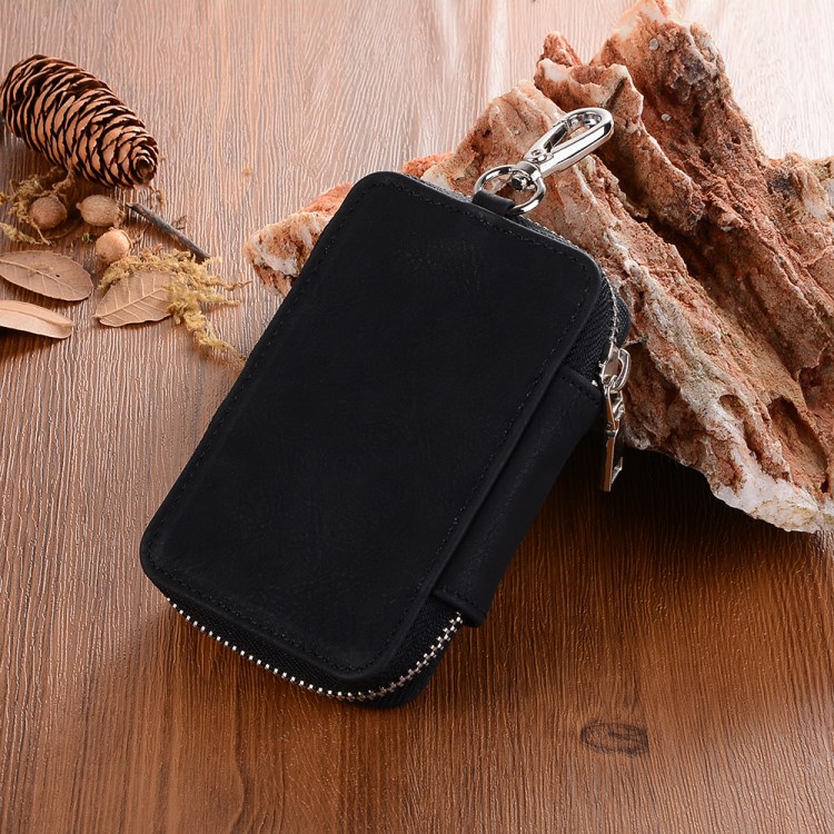 Premium Retro Zippered Storage Leather Case with Carabiner for IQOS Electronic Cigarette - Black-6
