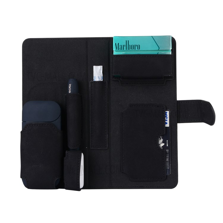 Premium Vintage Style E Cigarette Storage Leather Case for IQOS Electronic Cigarette - Black-3