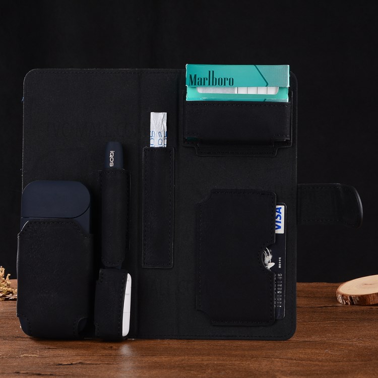 Premium Vintage Style E Cigarette Storage Leather Case for IQOS Electronic Cigarette - Black-6
