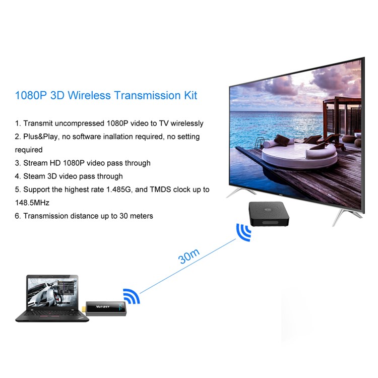 MEASY W2H Mini2 1080P 30M Wireless HDMI Transmission Kit - US Plug-7