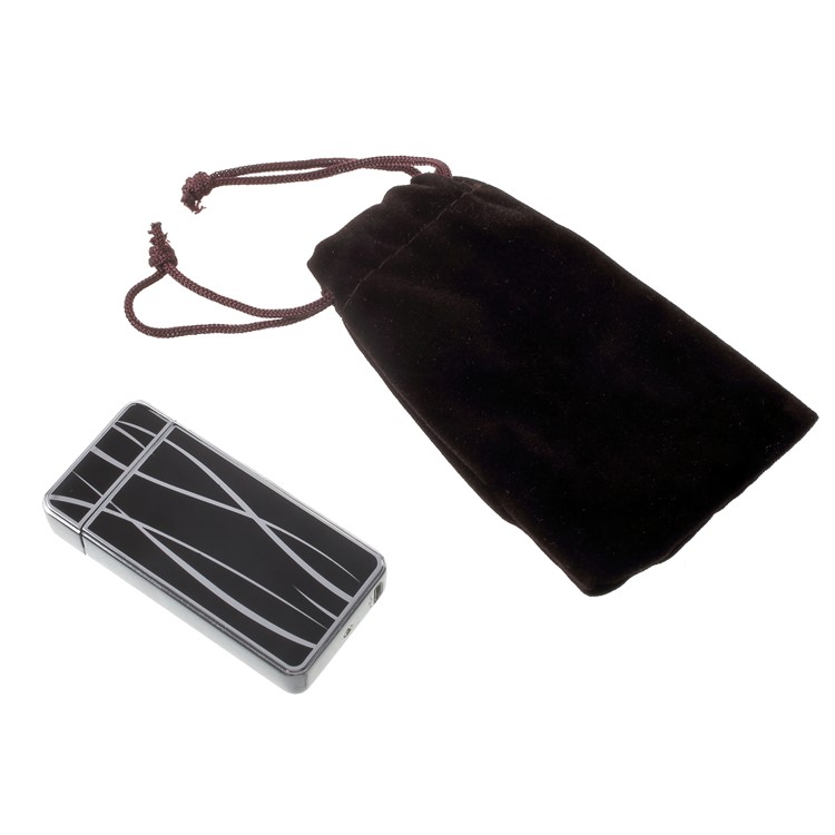 Streamline Pattern Electric Dual Arc Metal Lighter USB Rechargeable Lighter - Black-11