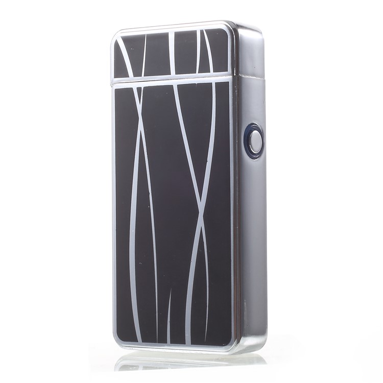 Streamline Pattern Electric Dual Arc Metal Lighter USB Rechargeable Lighter - Black-2