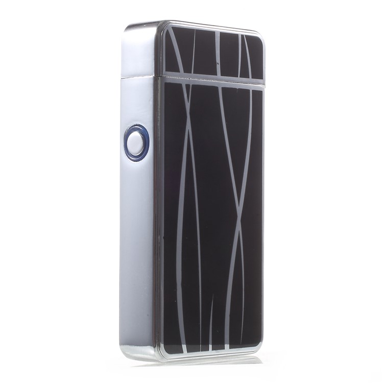 Streamline Pattern Electric Dual Arc Metal Lighter USB Rechargeable Lighter - Black-4