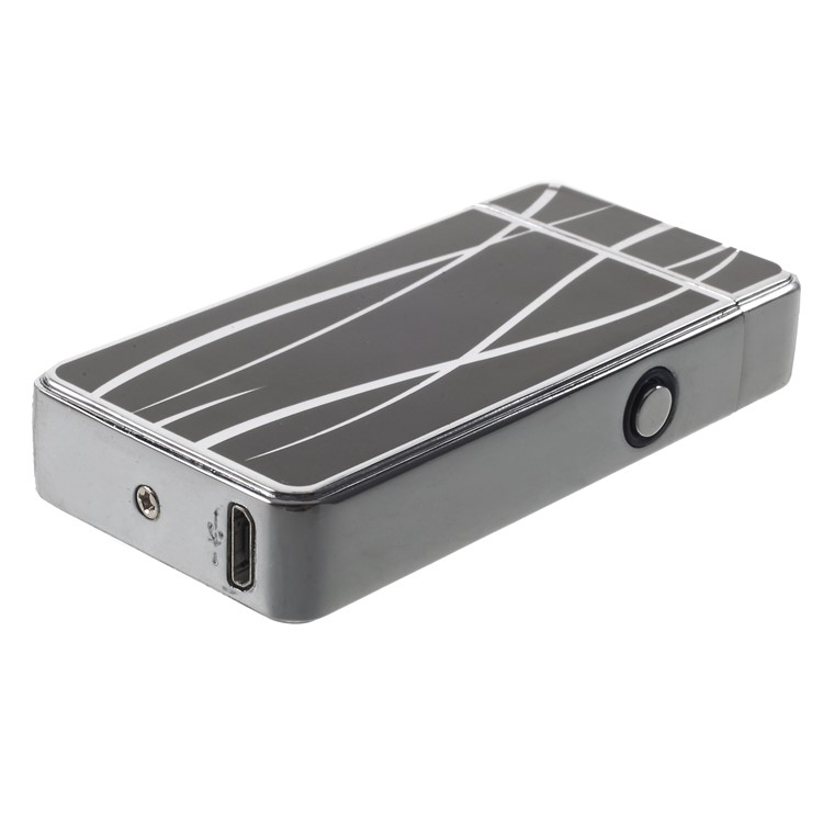 Streamline Pattern Electric Dual Arc Metal Lighter USB Rechargeable Lighter - Black-6