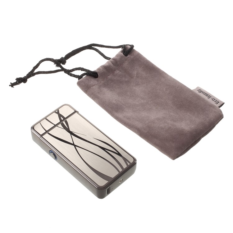 Streamline Pattern USB Rechargeable Windproof Electronic Arc Flameless Lighter - Grey-12