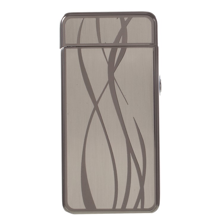 Streamline Pattern USB Rechargeable Windproof Electronic Arc Flameless Lighter - Grey-4