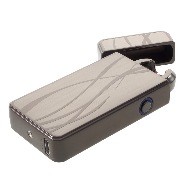 Streamline Pattern USB Rechargeable Windproof Electronic Arc Flameless Lighter - Grey-6