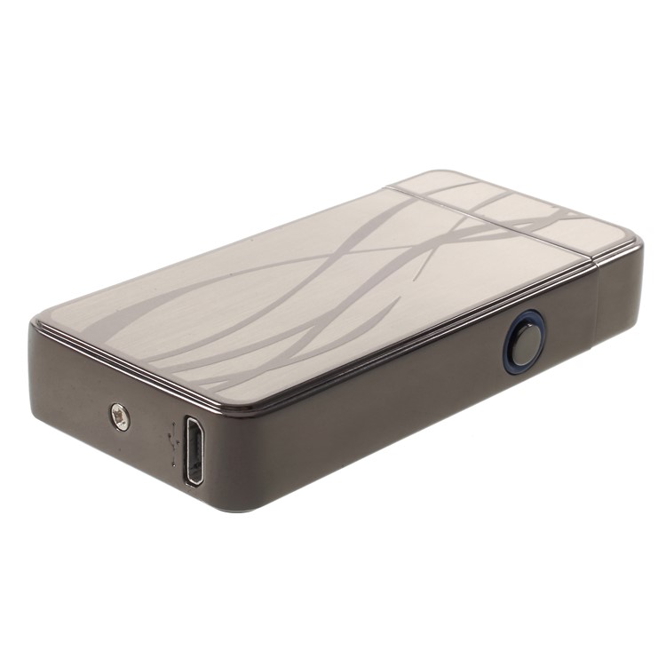Streamline Pattern USB Rechargeable Windproof Electronic Arc Flameless Lighter - Grey-7