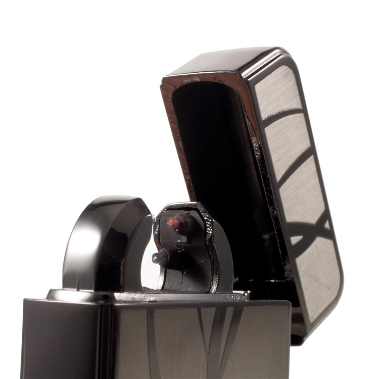 Streamline Pattern USB Rechargeable Windproof Electronic Arc Flameless Lighter - Grey-9
