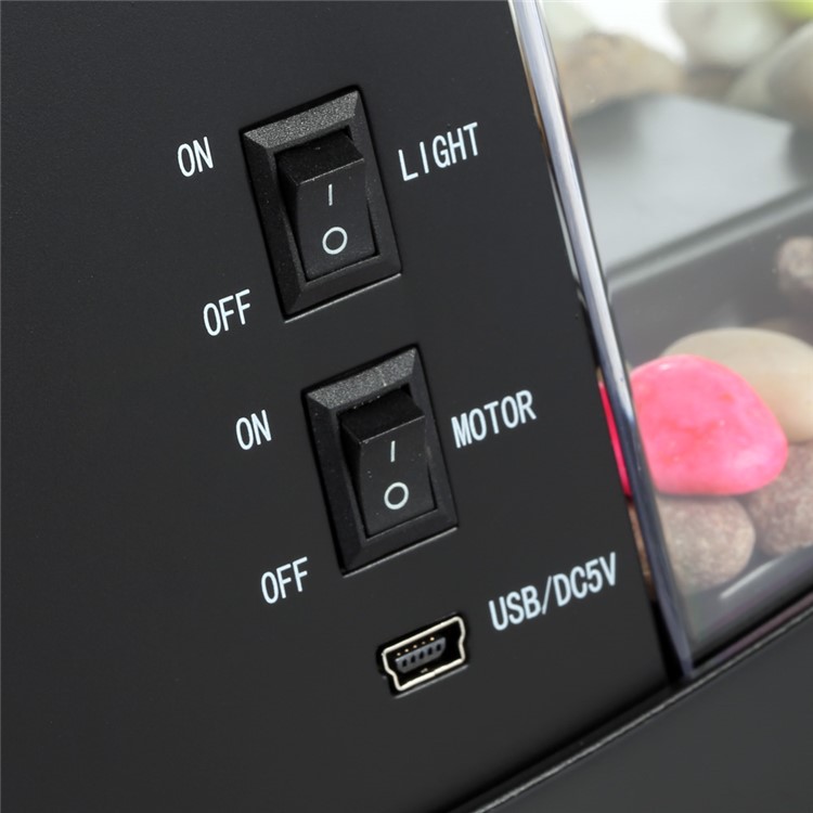 Mini-USB-Desktop Aquarium Aquarium Mit Uhr LCD-Display Und LED-Tischleuchte - Schwarz-4