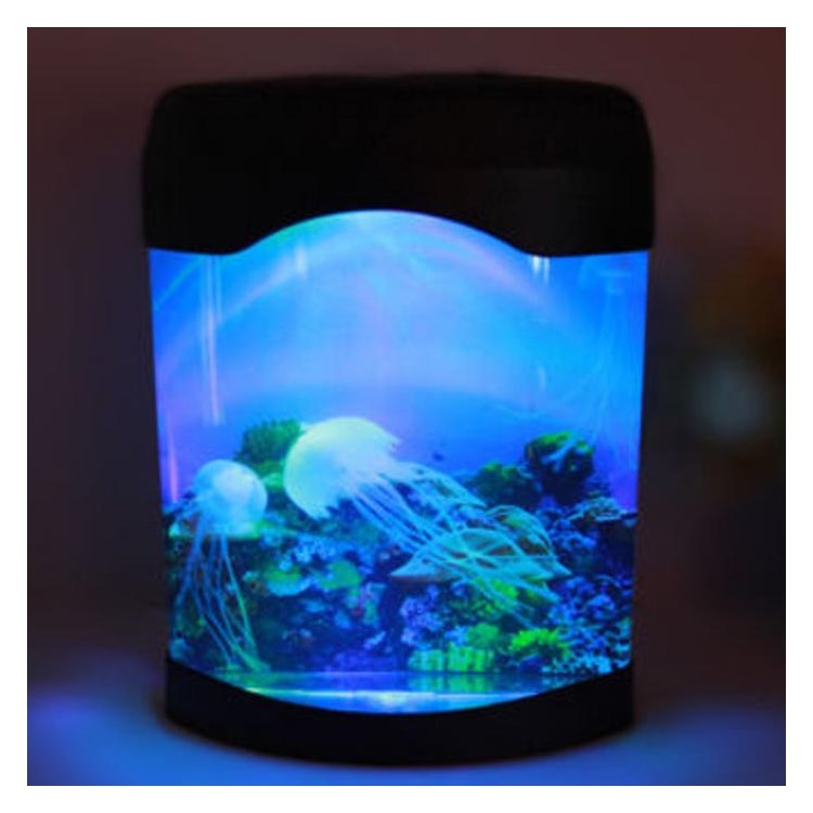 Creative Aquatic Mini Jelly Fish Tank LED Water Lamp Mood Night Light-8