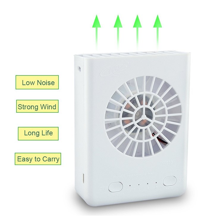 W910 Portable Necklace 3 Speeds Personal Cooling Fan with 18650 Li-ion Battery - White-2