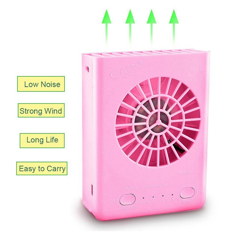W910 Portable Strong Wind Rechargeable Turbo Fan Fan with 3 Wind Speeds - Pink-2