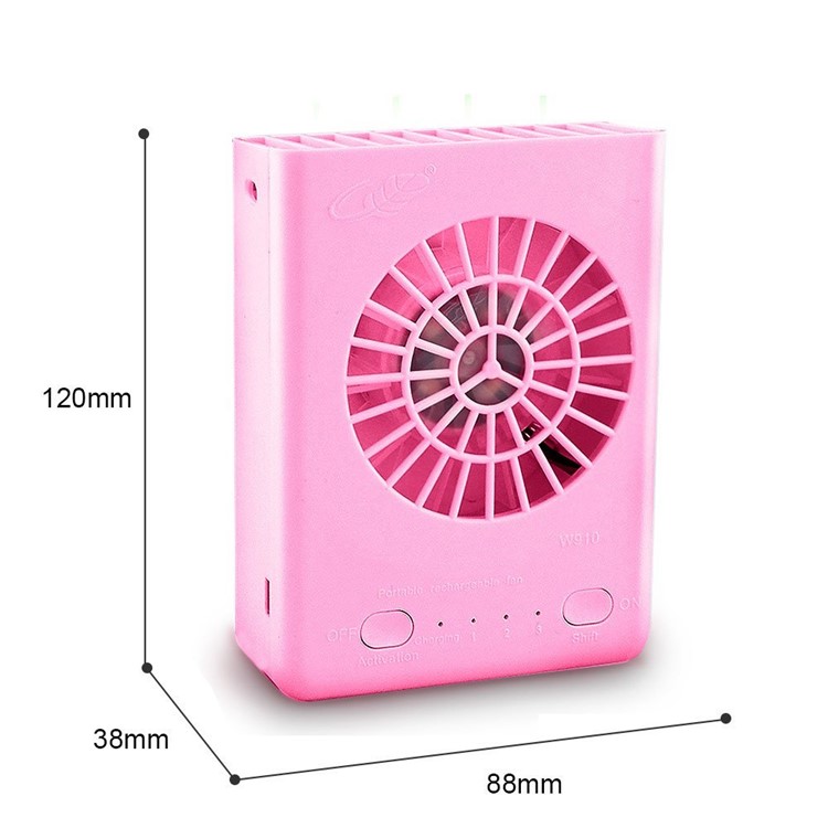 W910 Portable Strong Wind Rechargeable Turbo Fan Fan with 3 Wind Speeds - Pink-3