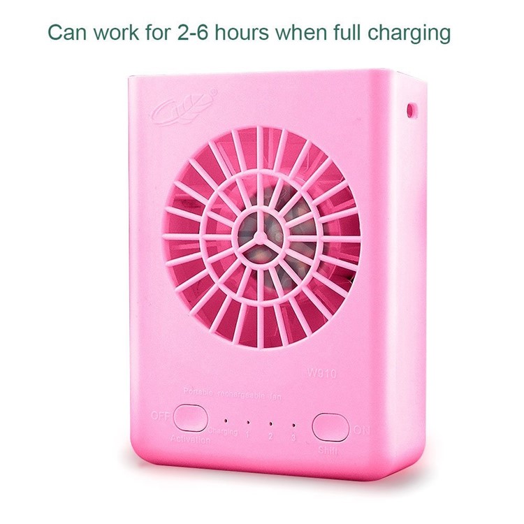 W910 Portable Strong Wind Rechargeable Turbo Fan Fan with 3 Wind Speeds - Pink-4