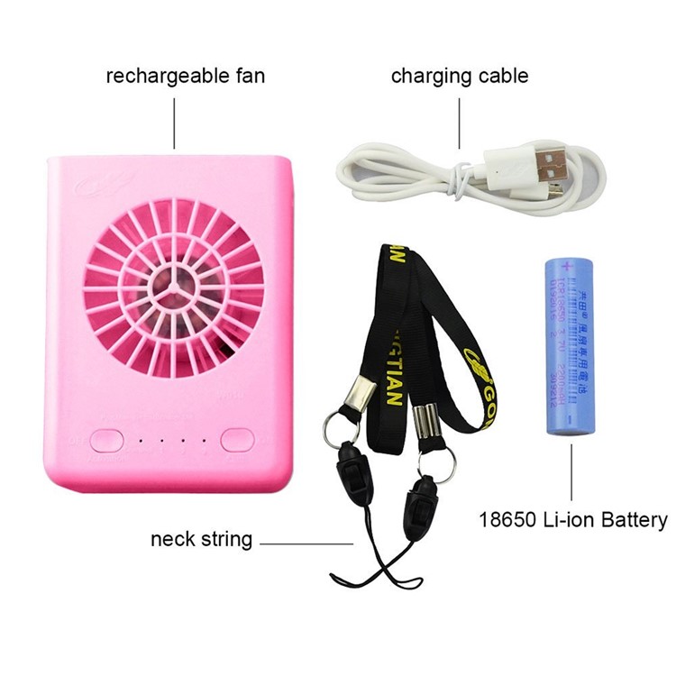 W910 Portable Strong Wind Rechargeable Turbo Fan Fan with 3 Wind Speeds - Pink-6