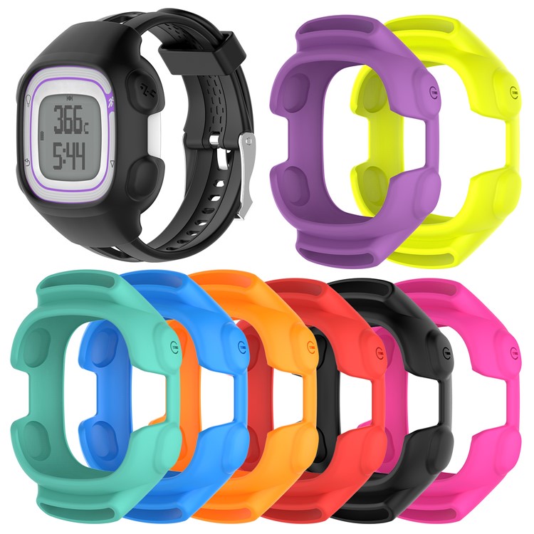 Soft Silicone Men Watch Dial Case for Garmin Forerunner 15 / 10 - Black-4