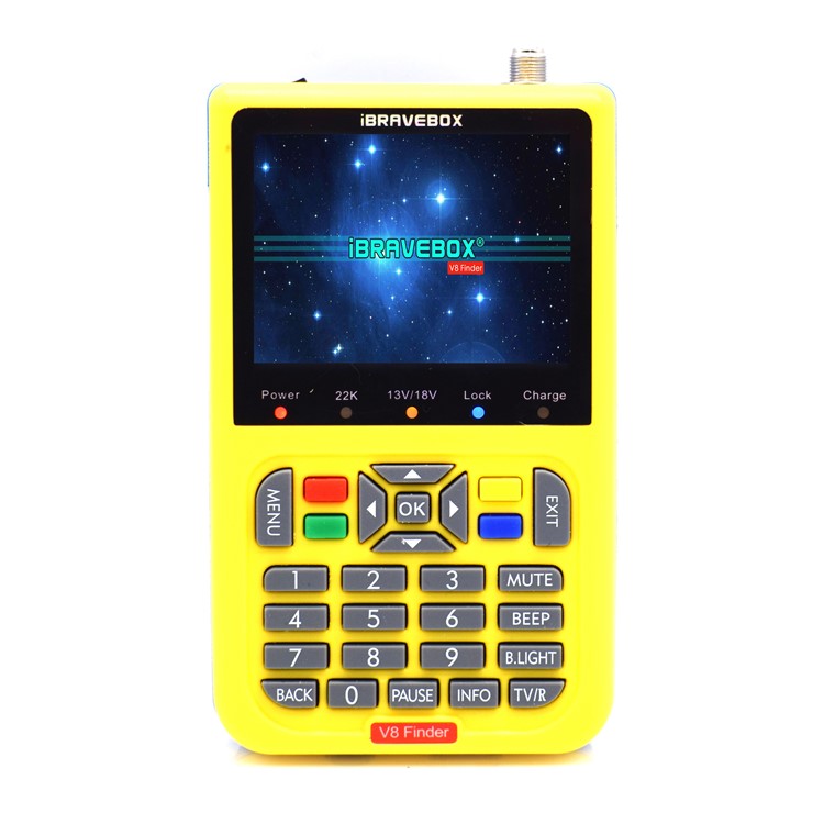 IBRAVEBOX V8 Finder 3.5-inch LCD Full HD DVB-S2 Satellite Finder Meter - Yellow / US Plug-1