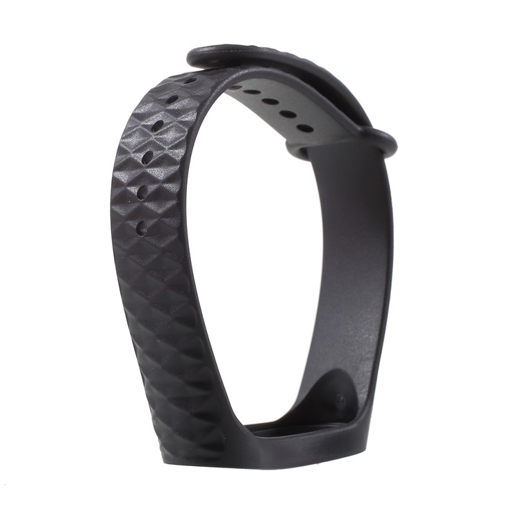 Rhombus Texture Soft TPU Wrist Strap Replacement for Xiaomi Mi Band 3 - Black-3