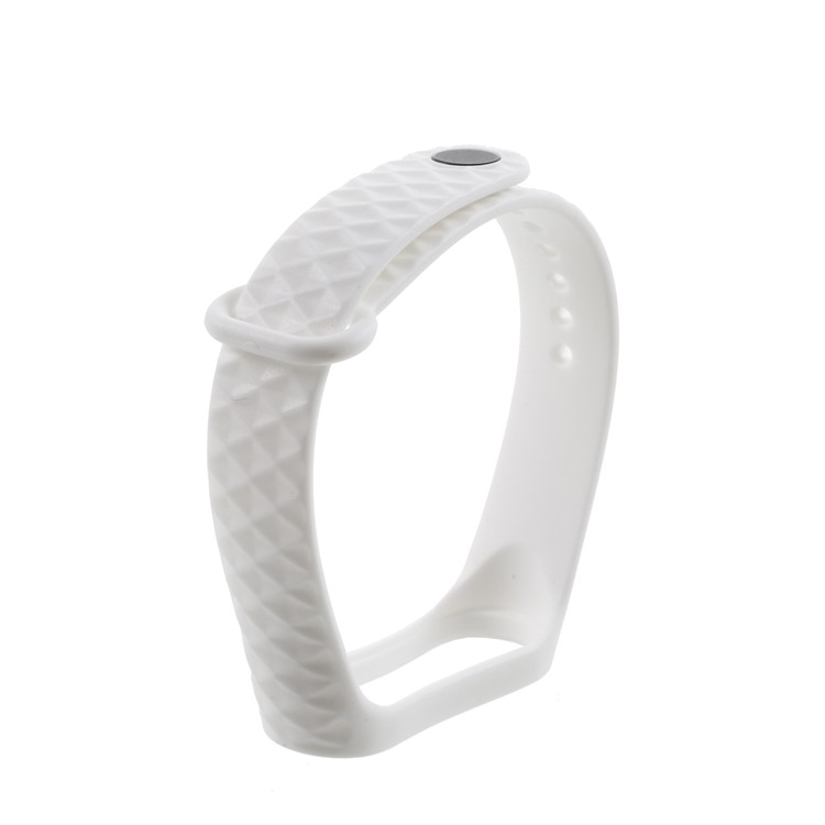 Textura de Rombo Reemplazo de Pulsera de Muñeca TPU Suave Para Xiaomi Mi Smart Band 4 / Mi Banda 3 - Blanco