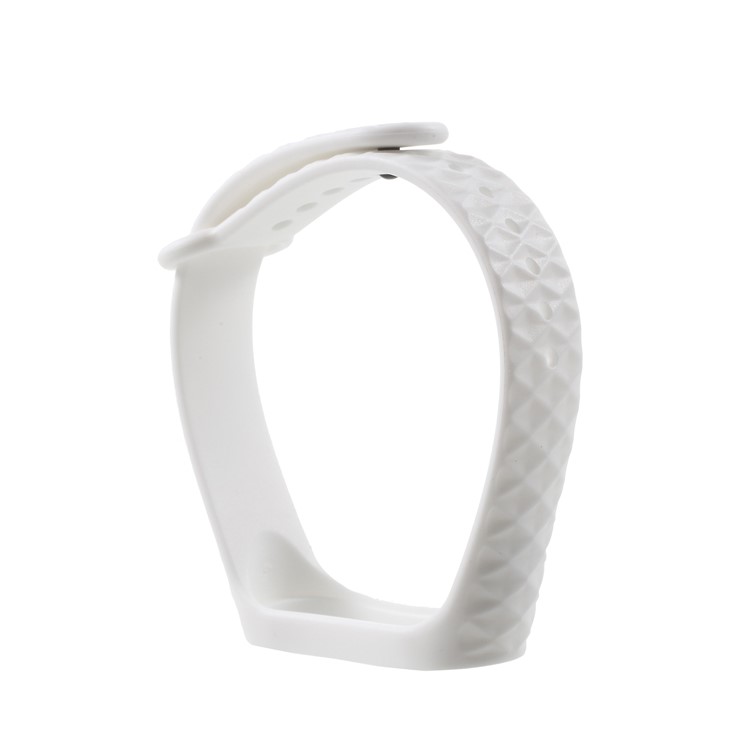 Texture Rhombus Soft TPU Bracelet Bracelet Pour Xiaomi Mi Smart Band 4 / mi Band 3 - Blanche-3