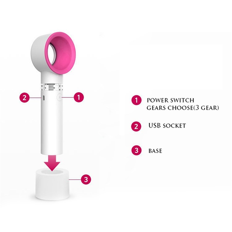 Handhold Portable Mini Bladeless 3 Gear Fan Electric Safe Desktop Fan - White-4