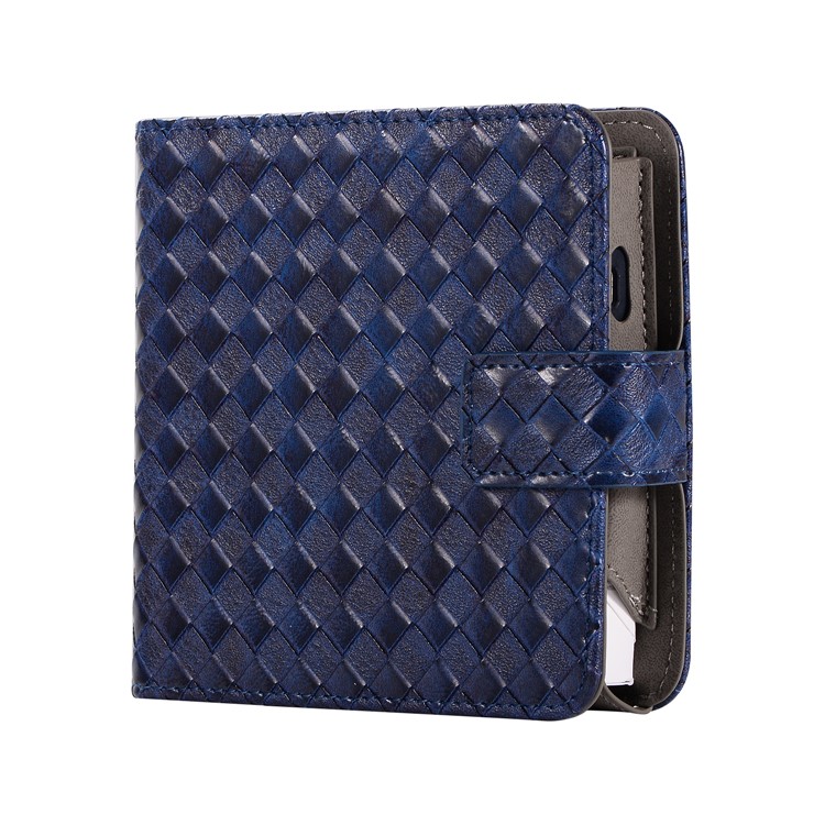 

Woven Pattern Leather Vertical Flip Casing for IQOS 2.0/2.4 Plus Electronic Cigarette - Dark Blue