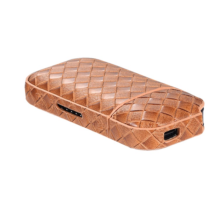 Portable Woven Pattern Leather Protective Cover Case for IQOS 2.0/2.4 Plus Electronic Cigarette - Brown-2